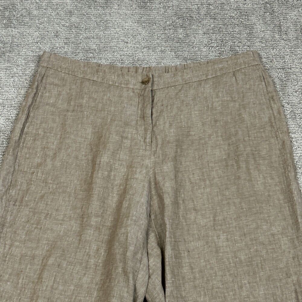 J Jill Love Linen Pants Womens 2X 100% Linen Tan Ankle Cropped Stretch Pockets - Picture 2 of 7